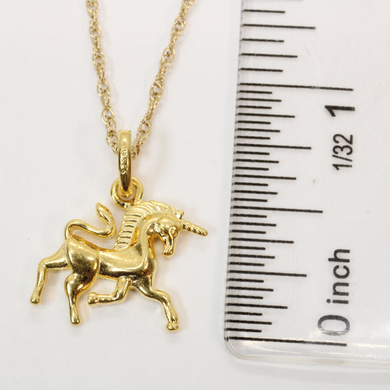 Gold Prancing Unicorn Necklace in 14kt Gold Vermeil for him or her