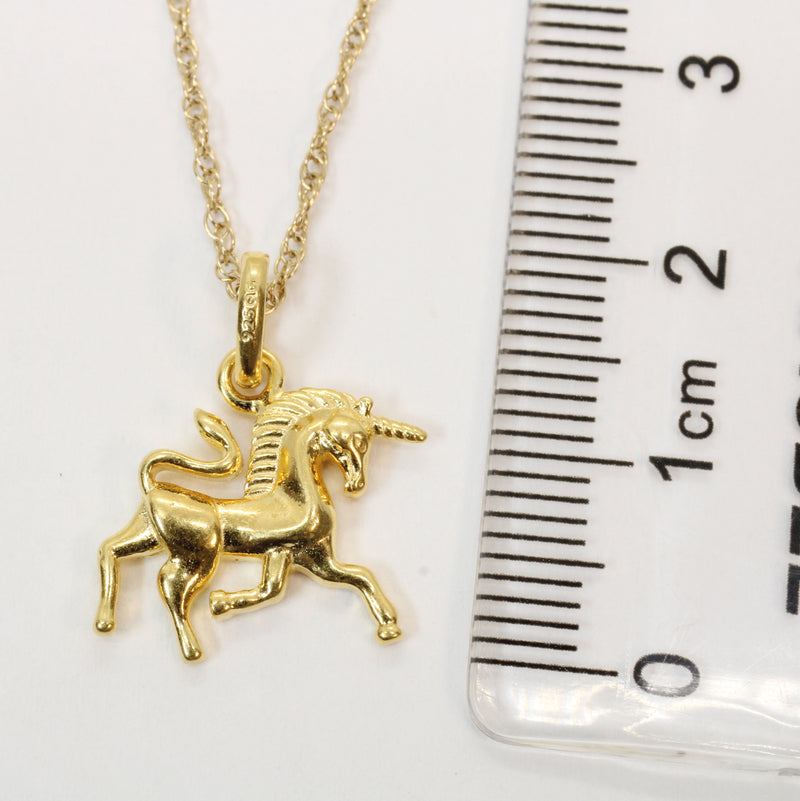 Gold Prancing Unicorn Necklace in 14kt Gold Vermeil for him or her