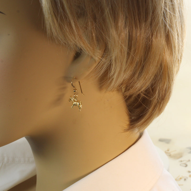 Gold 3-d Zebra Dangle Earrings for her made in 14kt gold vermeil