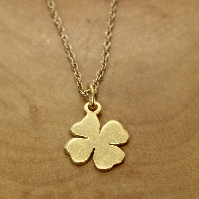 Gold Four Leaf Clover Necklace made in 14kt gold vermeil for him or her