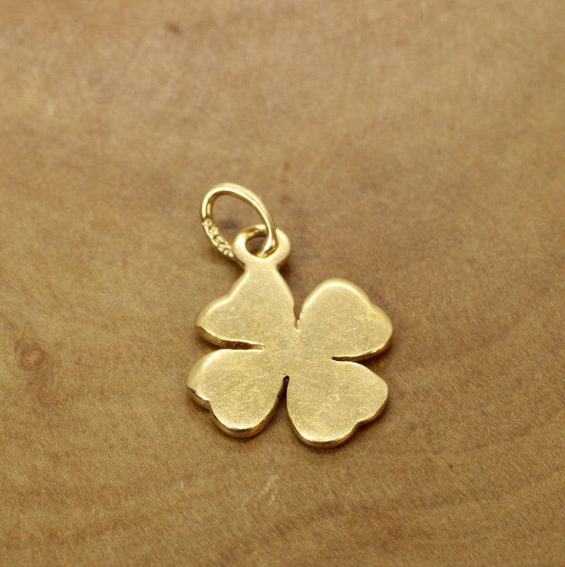 Gold Four Leaf Clover Necklace made in 14kt gold vermeil for him or her