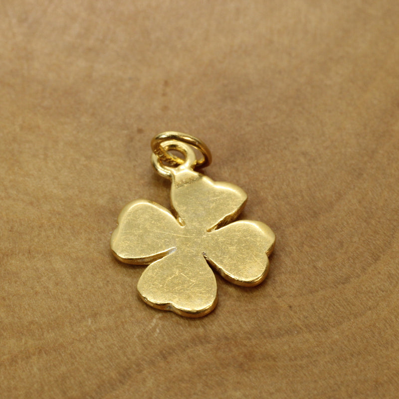Gold Four Leaf Clover Necklace made in 14kt gold vermeil for him or her