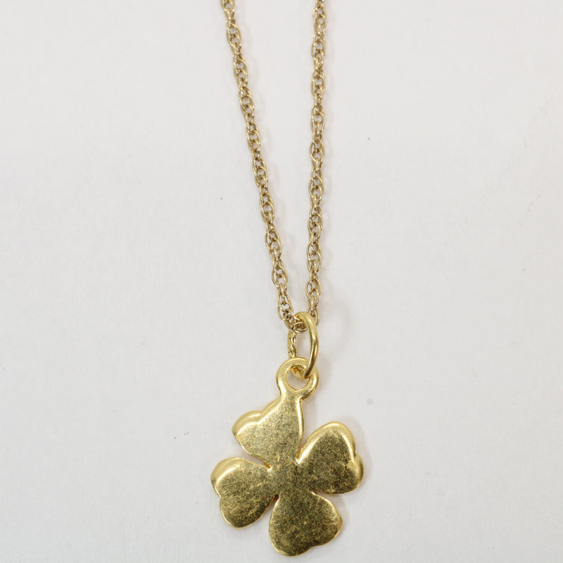 Gold Four Leaf Clover Necklace made in 14kt gold vermeil for him or her