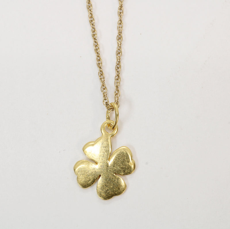 Gold Four Leaf Clover Necklace made in 14kt gold vermeil for him or her