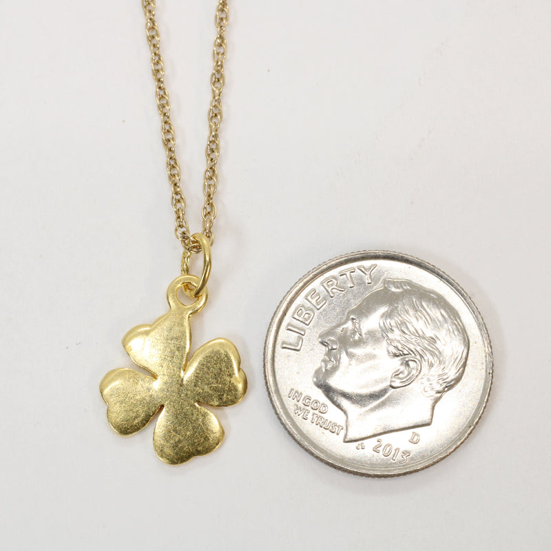 Gold Four Leaf Clover Necklace made in 14kt gold vermeil for him or her