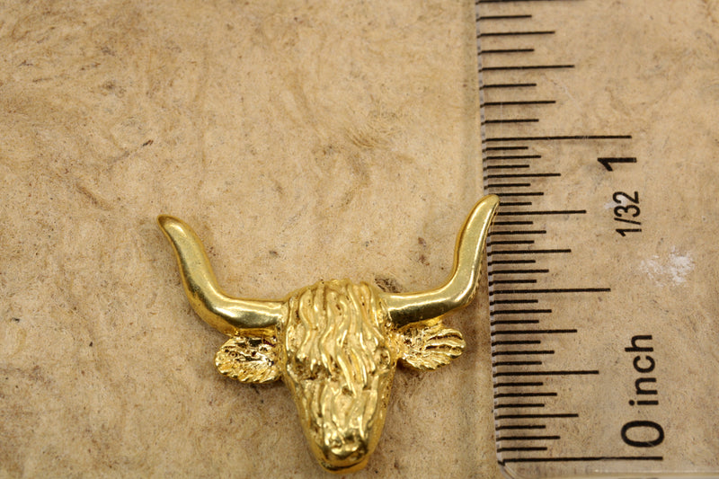 Gold Highland Bull Head Tie Tack made in 14kt gold vermeil for Him