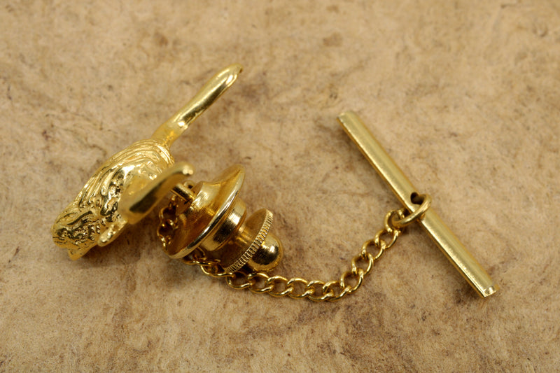 Gold Highland Bull Head Tie Tack made in 14kt gold vermeil for Him
