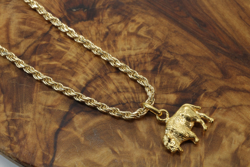 Gold 3-d Buffalo Necklace or charm for him or her made in gold vermeil