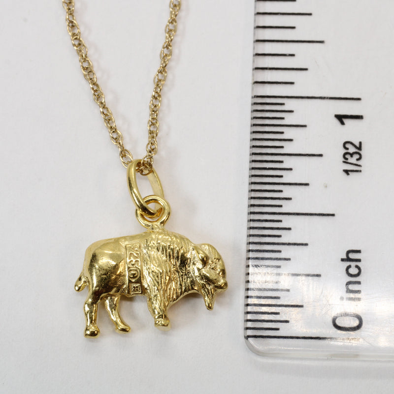 Gold 3-d Buffalo Necklace or charm for him or her made in gold vermeil