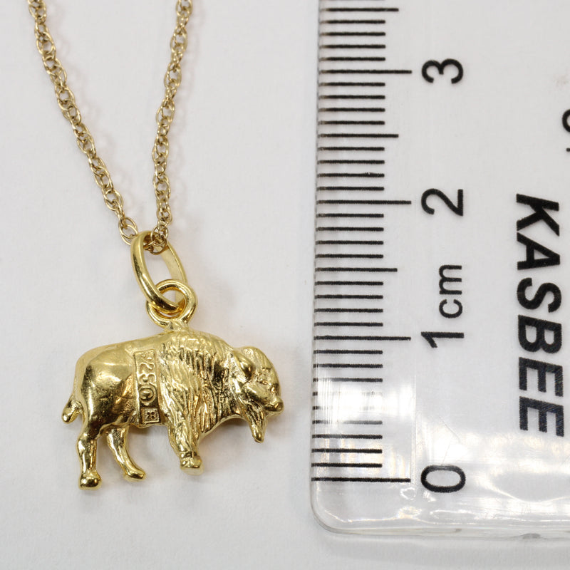 Gold 3-d Buffalo Necklace or charm for him or her made in gold vermeil