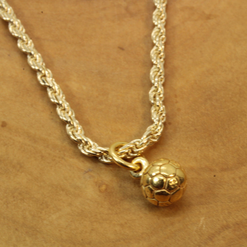 Gold 3D Tiny Soccer Ball or Football Necklace made in 14kt gold vermeil