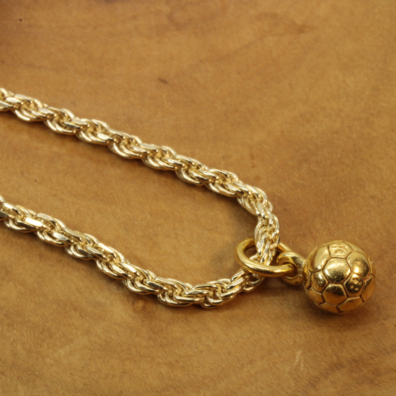 Gold 3D Tiny Soccer Ball or Football Necklace made in 14kt gold vermeil