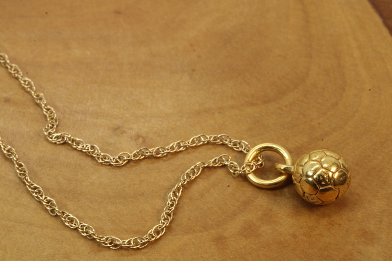 Gold 3D Tiny Soccer Ball or Football Necklace made in 14kt gold vermeil