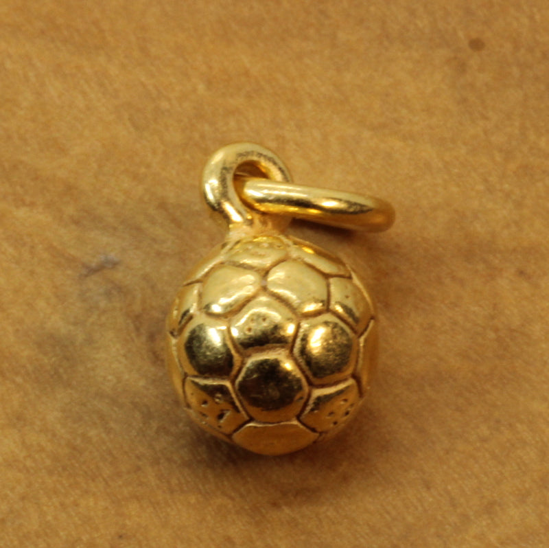 Gold 3D Tiny Soccer Ball or Football Necklace made in 14kt gold vermeil