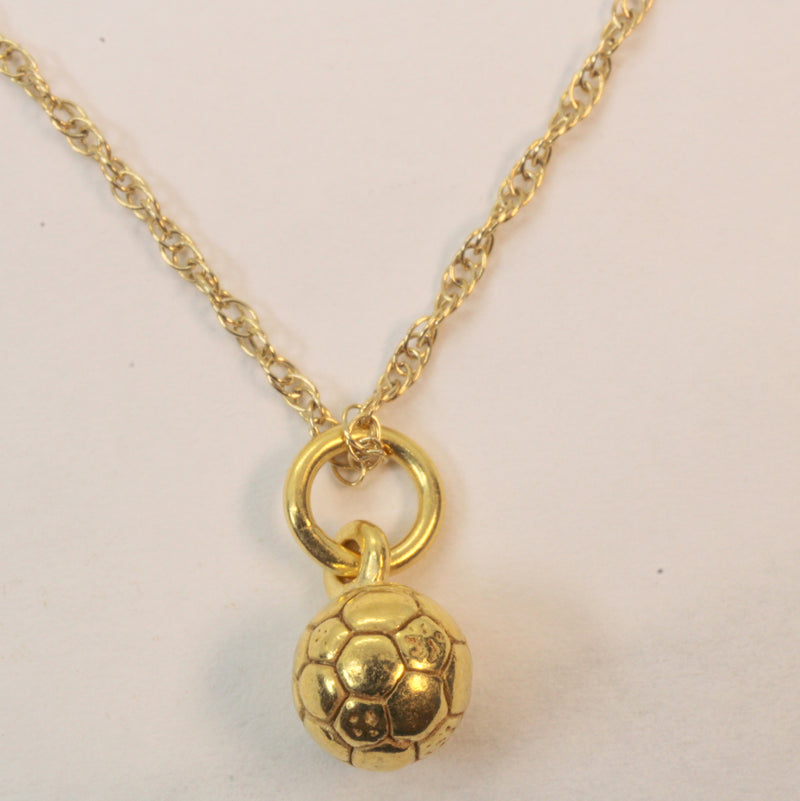 Gold 3D Tiny Soccer Ball or Football Necklace made in 14kt gold vermeil