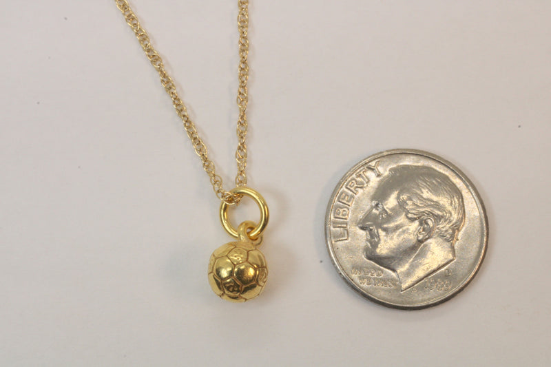Gold 3D Tiny Soccer Ball or Football Necklace made in 14kt gold vermeil