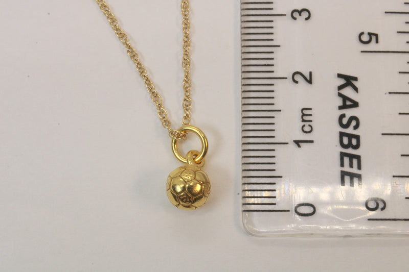 Gold 3D Tiny Soccer Ball or Football Necklace made in 14kt gold vermeil