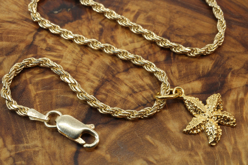 Gold 3-D Starfish Necklace for her made in 14kt gold vermeil