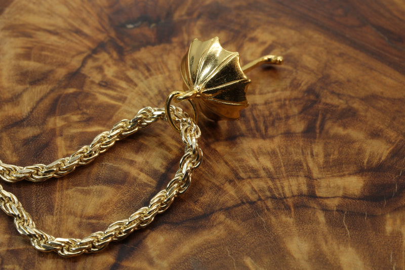 Gold Umbrella Parasol Necklace made in 14kt gold vermeil