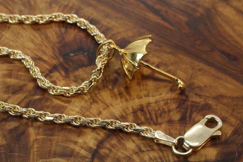 Gold Umbrella Parasol Necklace made in 14kt gold vermeil
