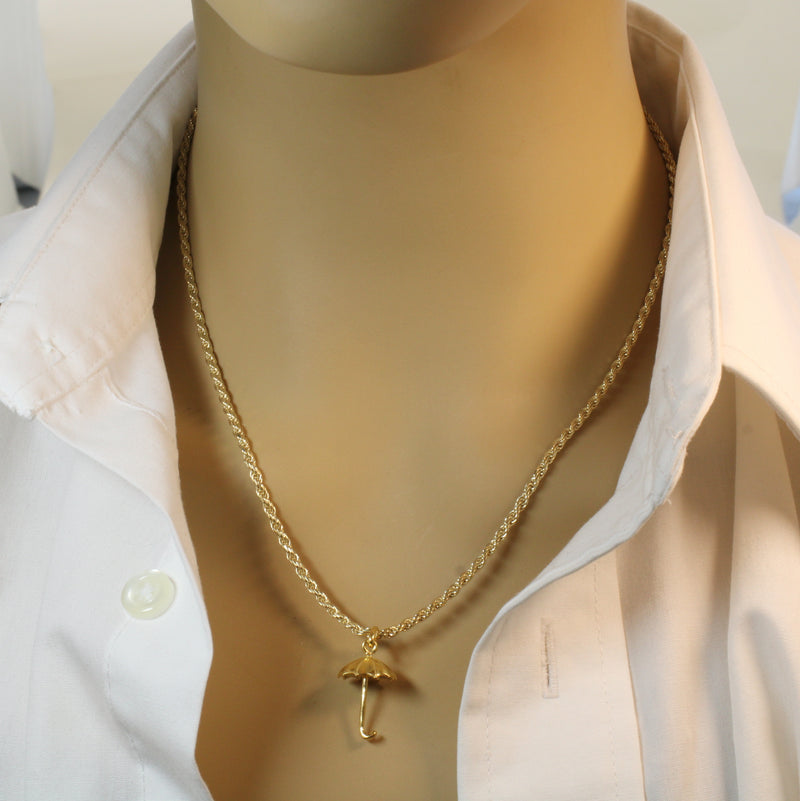 Gold Umbrella Parasol Necklace made in 14kt gold vermeil