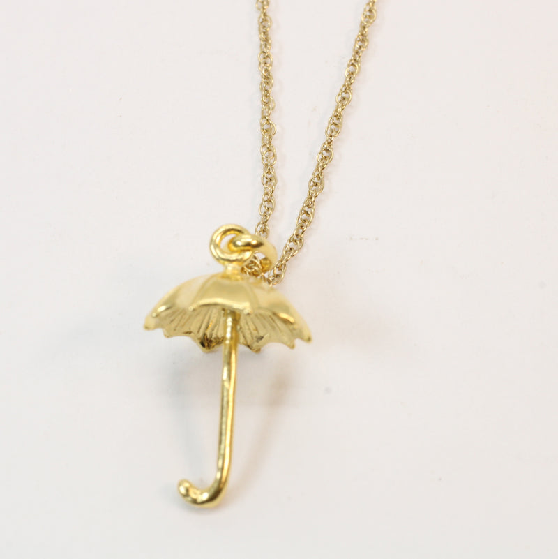 Gold Umbrella Parasol Necklace made in 14kt gold vermeil