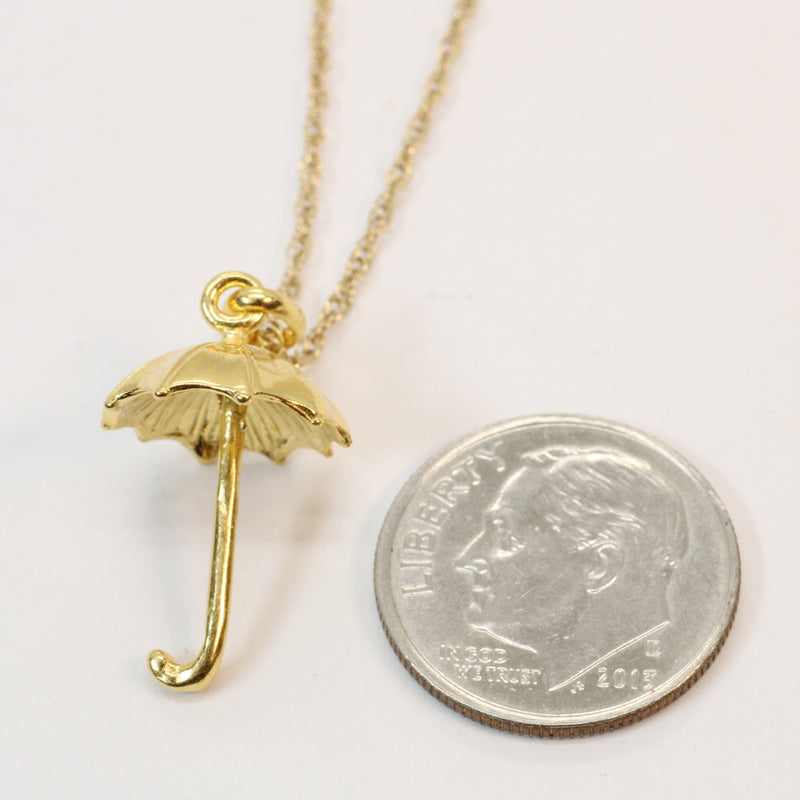 Gold Umbrella Parasol Necklace made in 14kt gold vermeil