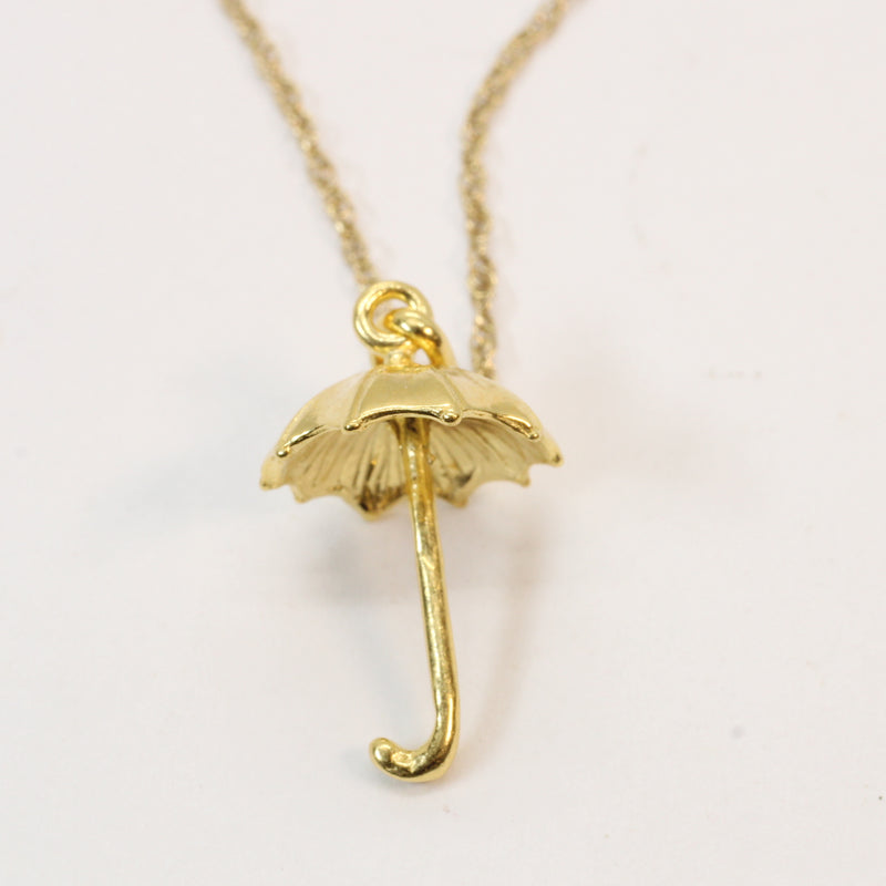 Gold Umbrella Parasol Necklace made in 14kt gold vermeil