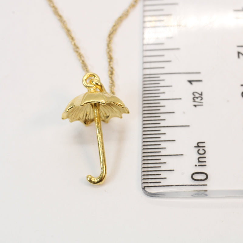 Gold Umbrella Parasol Necklace made in 14kt gold vermeil