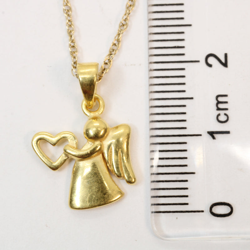 Gold Angel with Heart Necklace for him or her made in gold vermeil