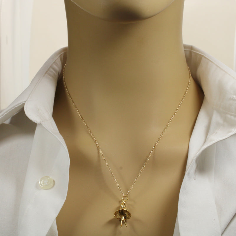 Gold Twirling Ballerina necklace or charm made in 14kt gold Vermeil