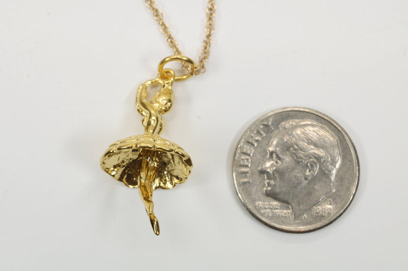 Gold Twirling Ballerina necklace or charm made in 14kt gold Vermeil