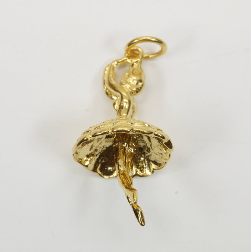Gold Twirling Ballerina necklace or charm made in 14kt gold Vermeil