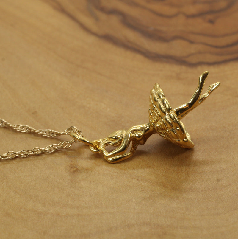 Gold Twirling Ballerina necklace or charm made in 14kt gold Vermeil