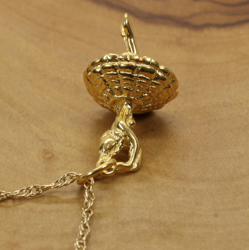 Gold Twirling Ballerina necklace or charm made in 14kt gold Vermeil