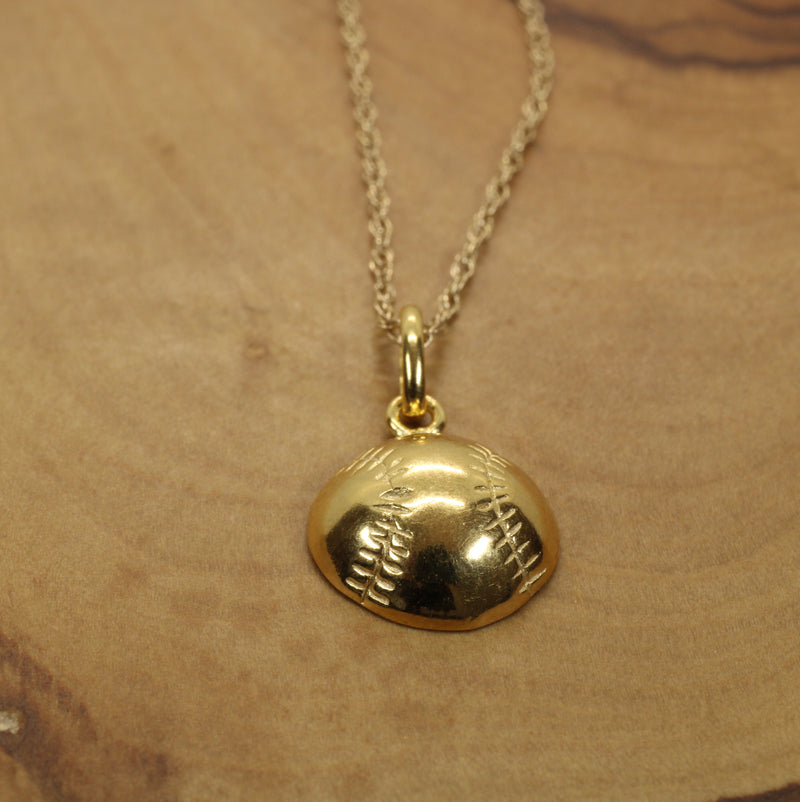 Gold Softball or Baseball Necklace for him or her made in 14kt gold vermeil