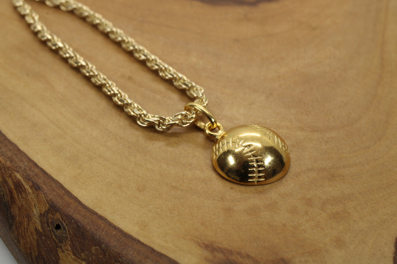 Gold Softball or Baseball Necklace for him or her made in 14kt gold vermeil