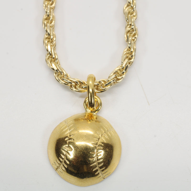Gold Softball or Baseball Necklace for him or her made in 14kt gold vermeil