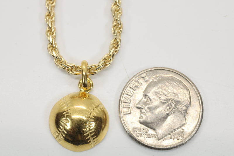 Gold Softball or Baseball Necklace for him or her made in 14kt gold vermeil
