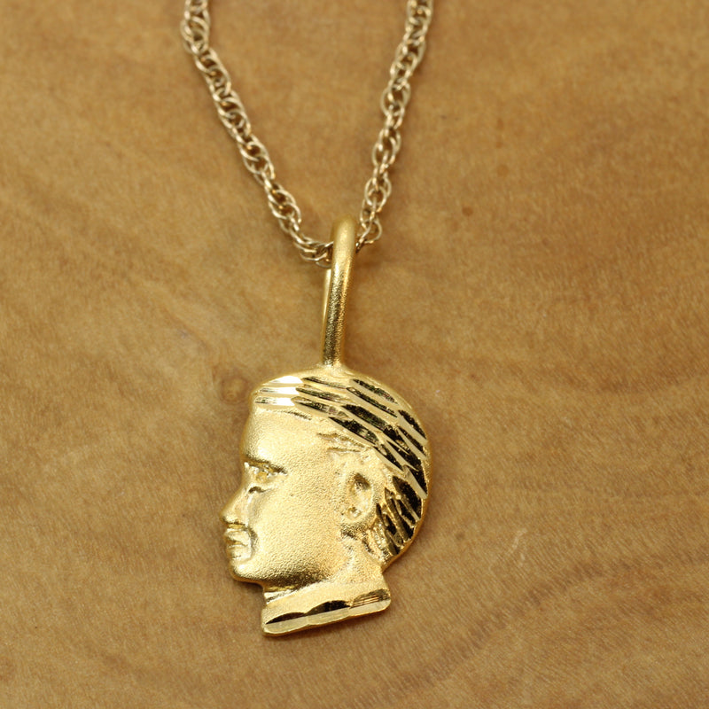 Gold Little Boys Head Necklace made in 14kt gold Vermeil for him or her