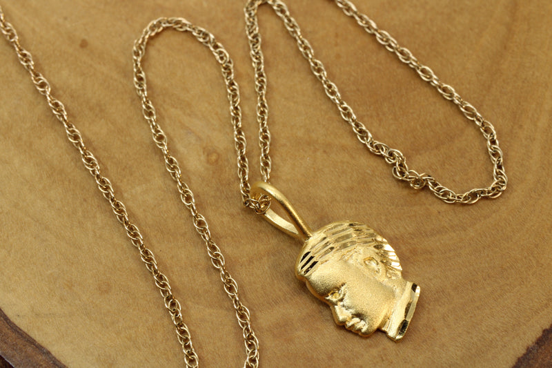 Gold Little Boys Head Necklace made in 14kt gold Vermeil for him or her