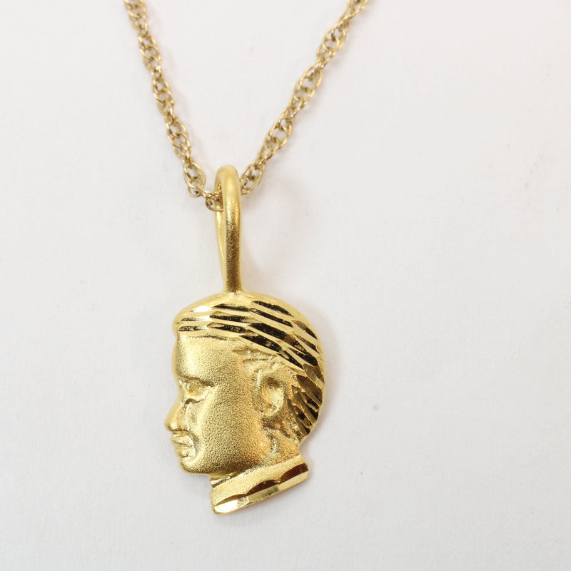 Gold Little Boys Head Necklace made in 14kt gold Vermeil for him or her