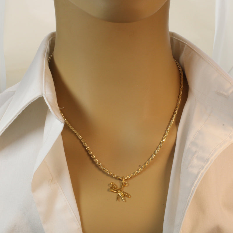 Gold Comb & Scissors Necklace for him or her made in 14kt gold vermeil