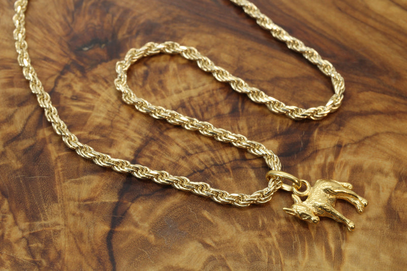 Gold 3-D Donkey or Burro Necklace in 14kt Gold Vermeil for him or her