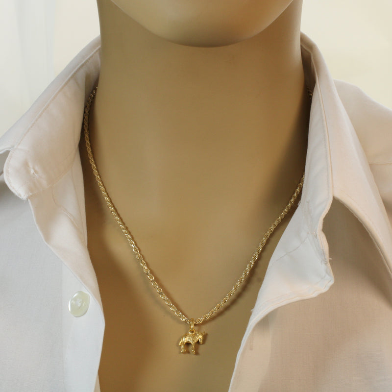 Gold 3-D Donkey or Burro Necklace in 14kt Gold Vermeil for him or her