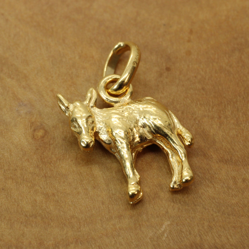 Gold 3-D Donkey or Burro Necklace in 14kt Gold Vermeil for him or her