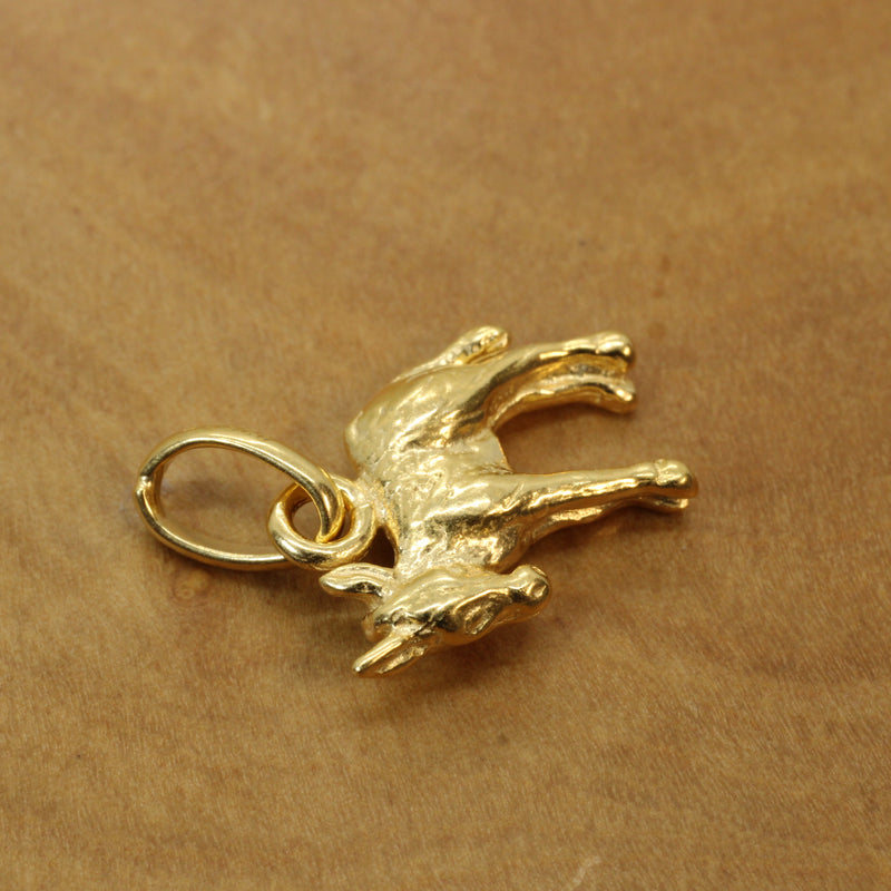 Gold 3-D Donkey or Burro Necklace in 14kt Gold Vermeil for him or her