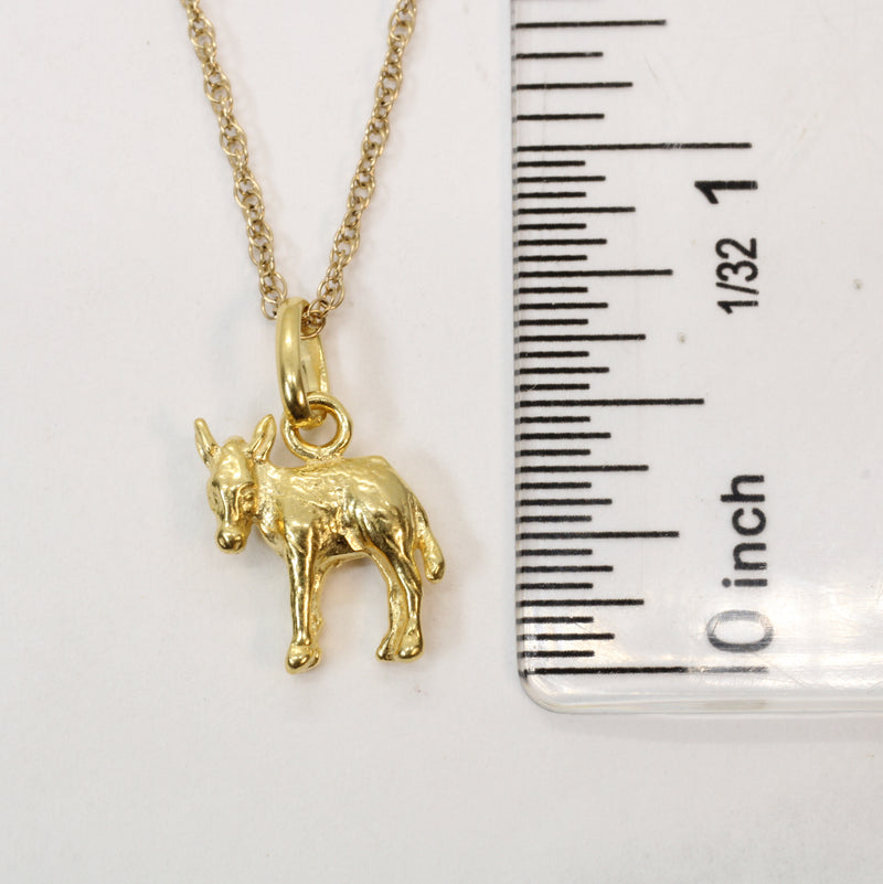 Gold 3-D Donkey or Burro Necklace in 14kt Gold Vermeil for him or her