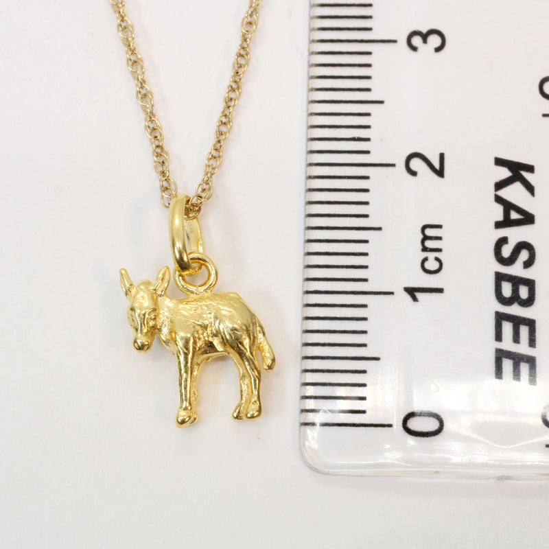 Gold 3-D Donkey or Burro Necklace in 14kt Gold Vermeil for him or her