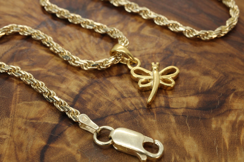 Gold Dragonfly Silhouette Necklace made in 14kt gold vermeil for him or her